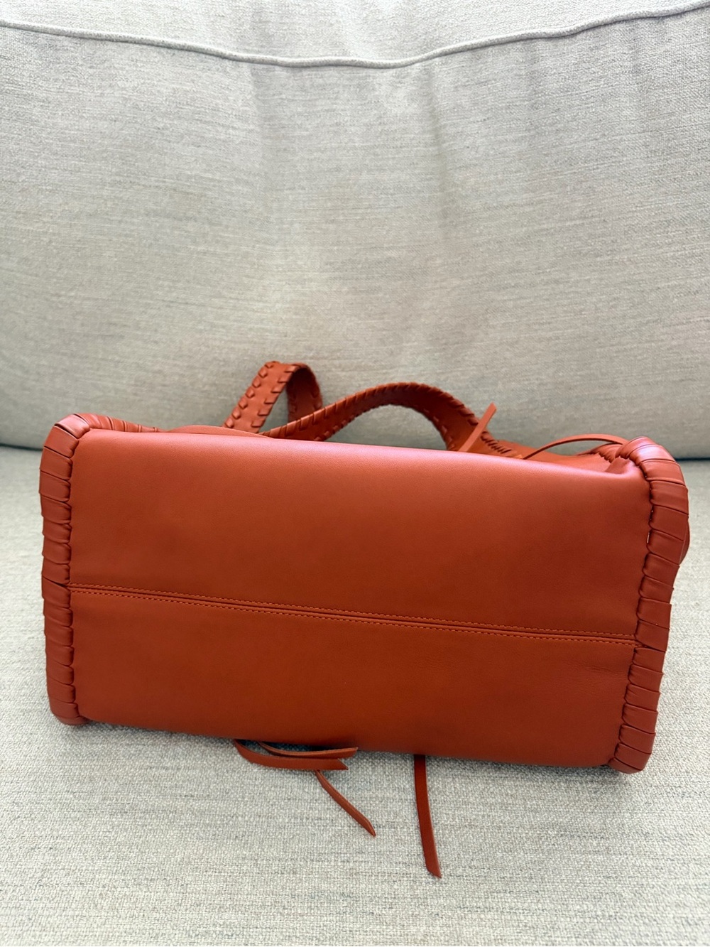 Chloé Medium Mony Whipstitch Calfskin Leather Tote Bag - Henna Orange / Caramel - Picture 3 of 10